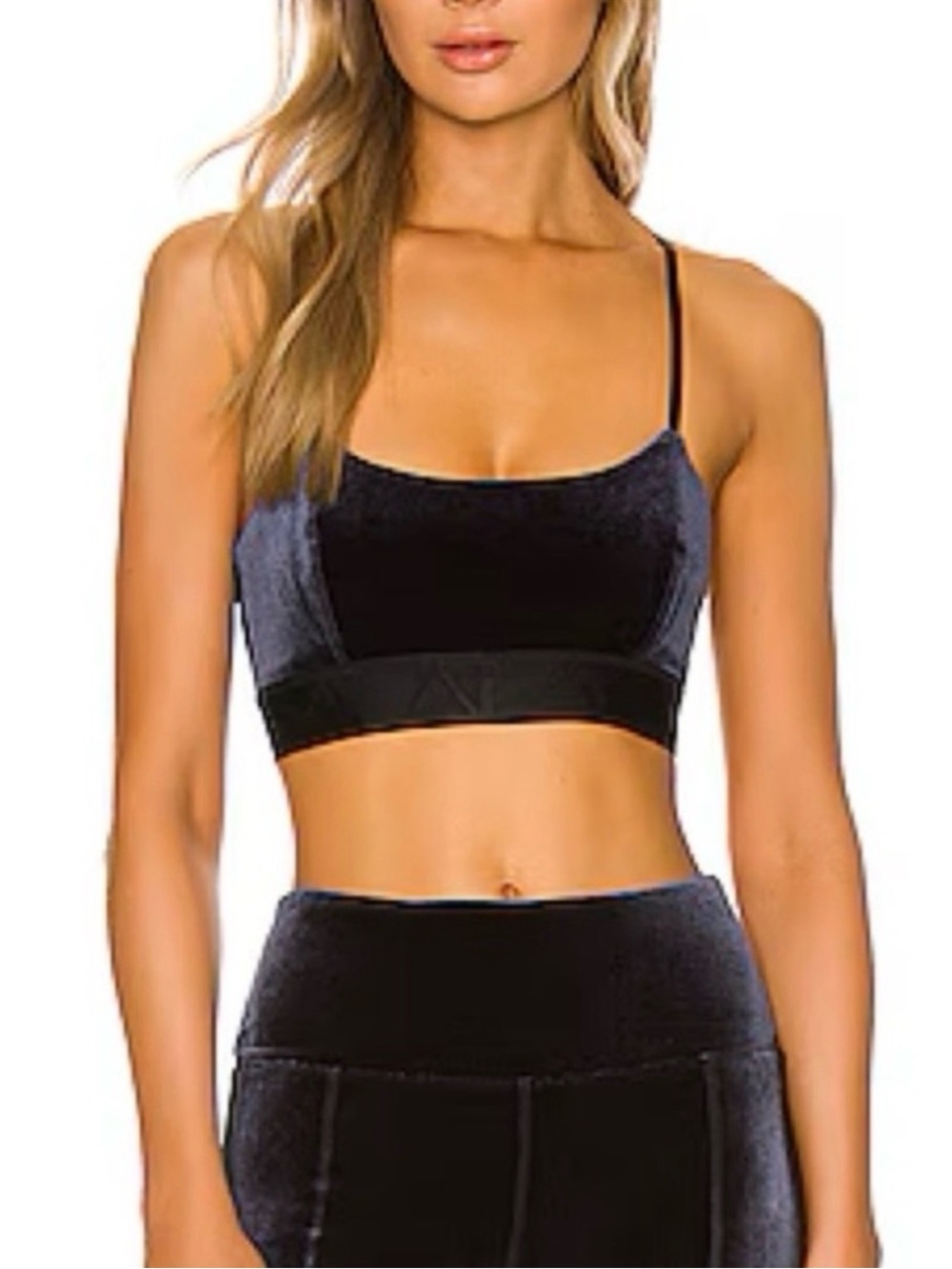 Alala Navy Velvet Crop Bralette